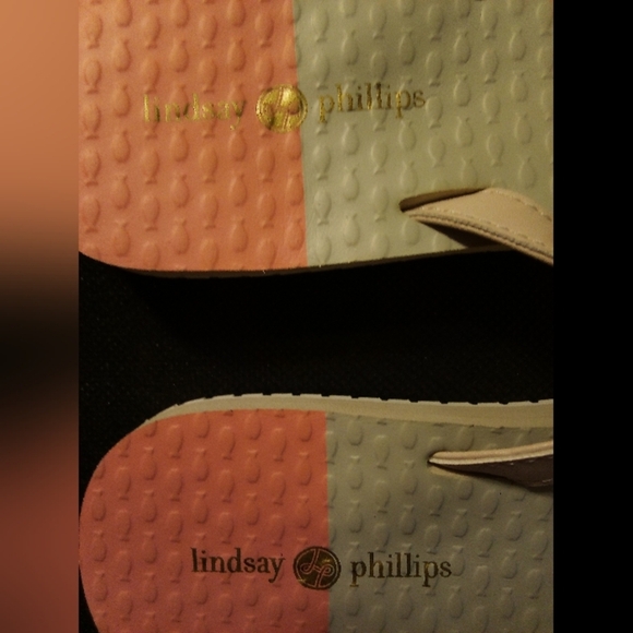 Lindsay Phillips -Multi Pinks & Grays Colored  Sandals W/Gold Bow, Katie #510200 - Picture 9 of 11